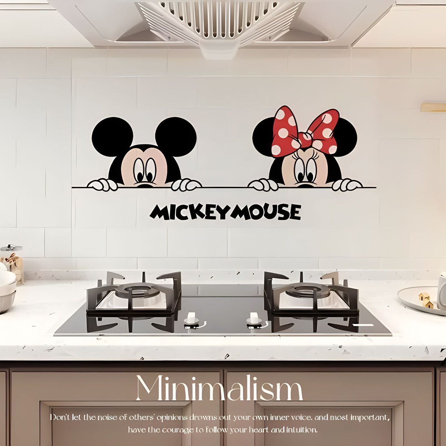 米奇米妮厨房防油烟贴膜耐高温油烟机灶台用墙面自粘贴纸防水壁纸