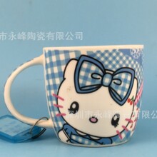 OEM工厂定制鼓型陶瓷杯   高温烤花出日本  LOGO雕刻镂空大肚杯