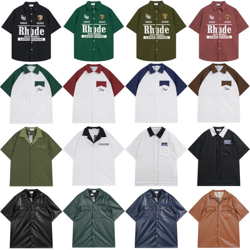American Trendy Brand Rhude Shirt with a High-End Feel for Men, High Street Style, Spring and Summer Collared Polo Shirt, Retro T-Shirt for Women American Trendy Brand Rhude Shirt with a High-End Feel for Men, High Street Style, Spring and Summer Collared Polo Shirt, Retro T-Shirt for Women
