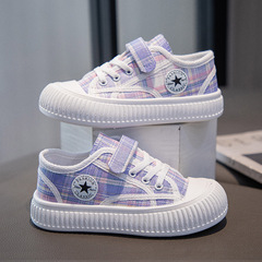 Children's canvas shoes, low-top girls' board shoes, spring and autumn 2024 new cookie shoes, versatile soft-bottom baby sports shoes