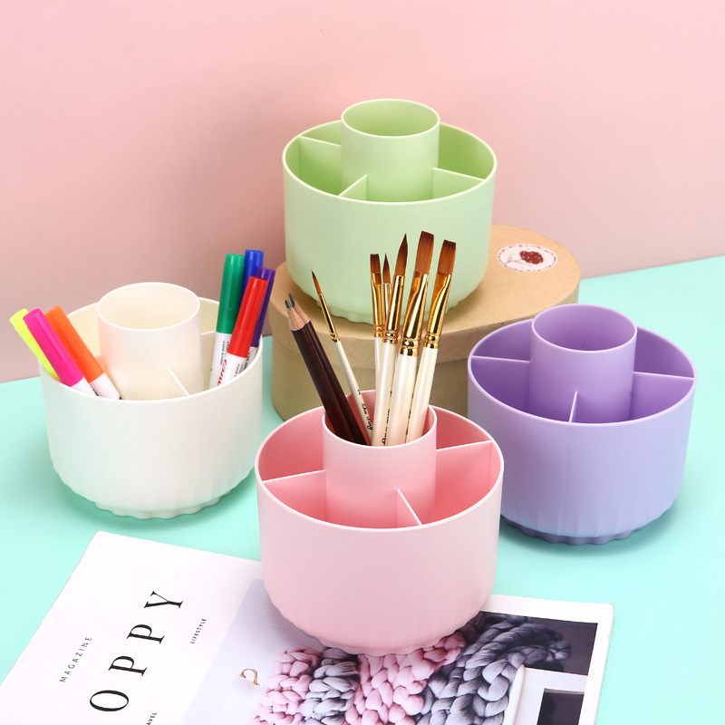 Cute rotating pen holder 360-degree rotating storage box multifunctional makeup storage box rotating sundries storage container