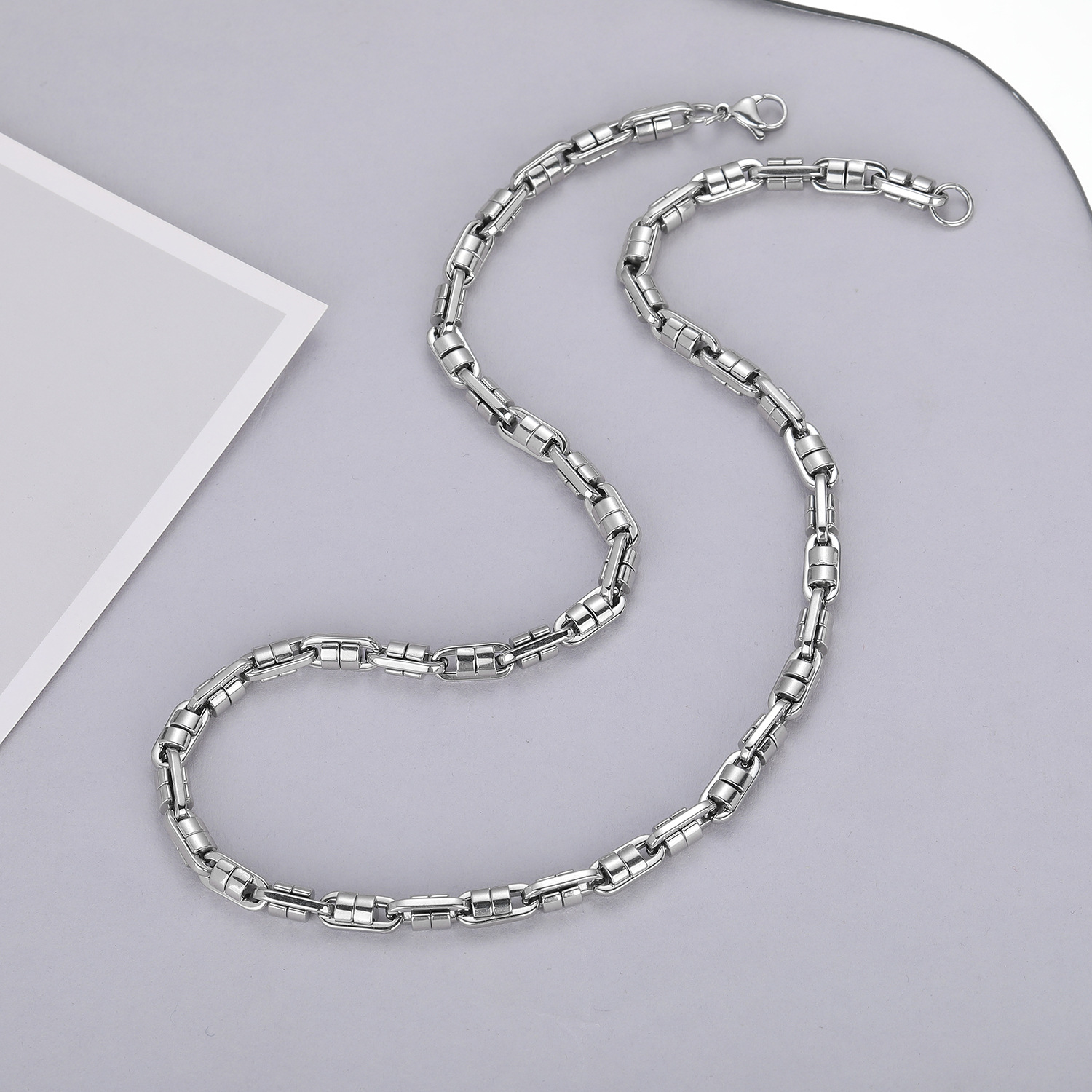 Hip-Hop Classic Style Titanium Steel Geometric Men's Bracelets Necklace display picture 5