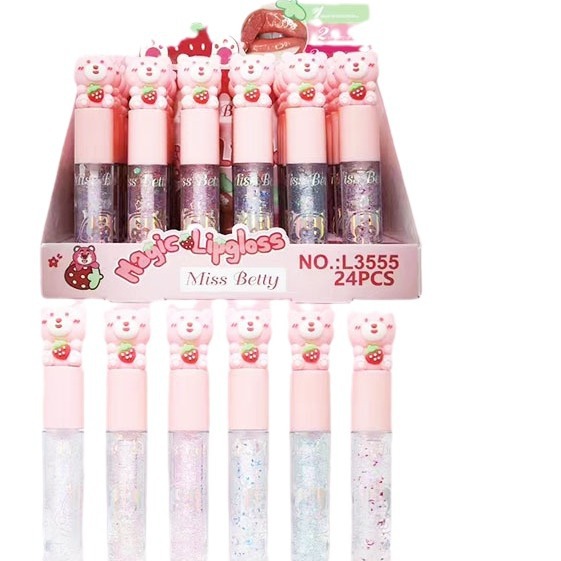 Miss Betty nueva serie de dibujos animados transfronterizos de fresas de comercio exterior, lápiz labial humectante, agua, lápiz labial, miel labial