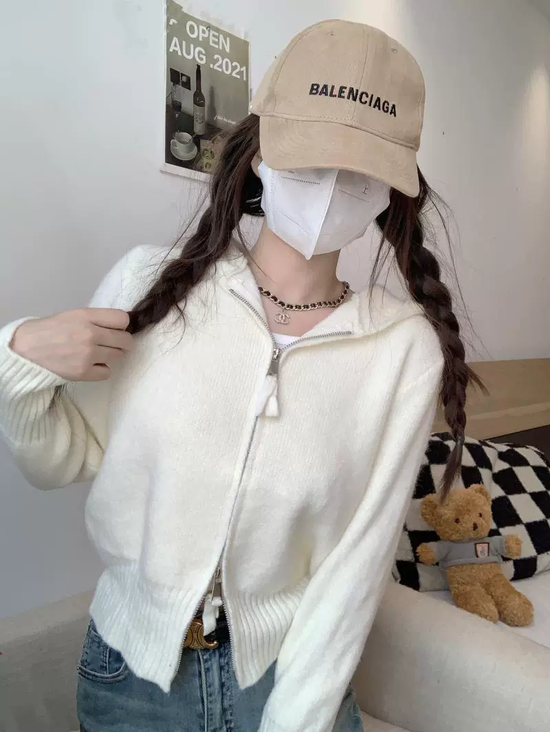 Осенний кардиган на молнии с капюшоном, короткая кофта, куртка
