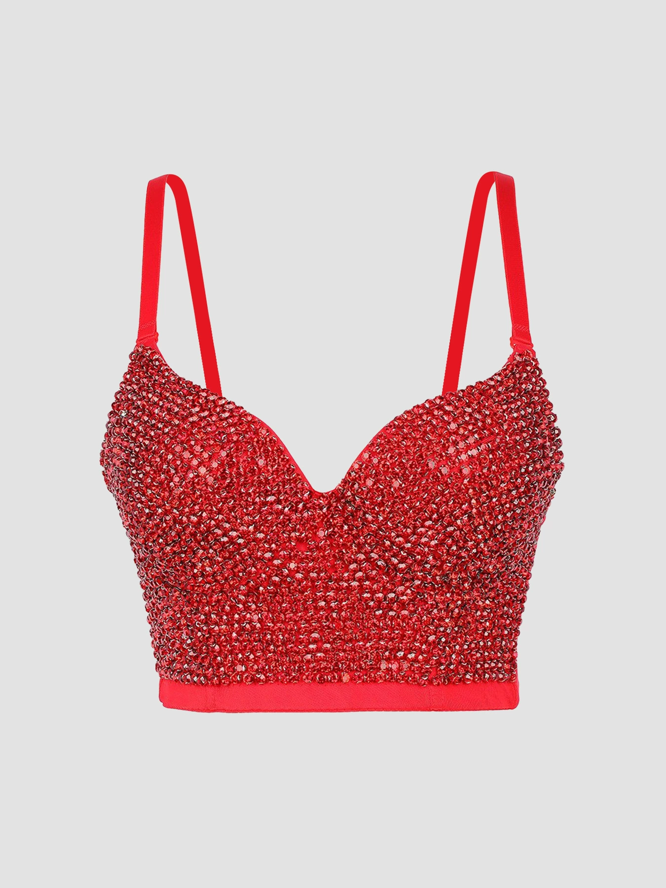 Sling Bralette (Lu Qiu) Embellished with Rhinestones & Beads, Colors, Sizes 34B–40C