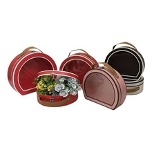 纯色圆形开窗pvc透明香皂花包装盒半圆皮质手提箱化妆品收纳礼盒