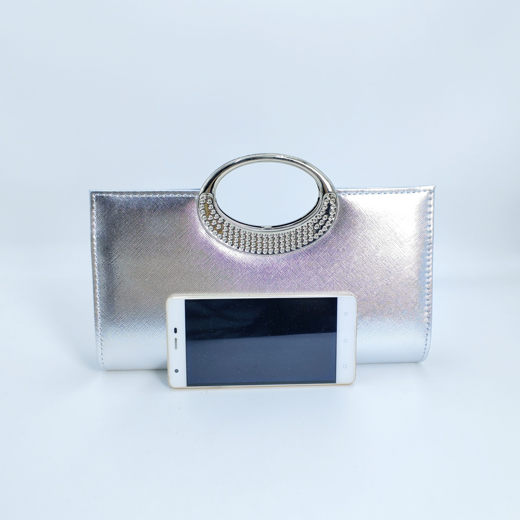2025 New Glossy Leather Diamond-Encrusted Women's Evening Bag Fashion Crossbody Bag Luxury Clutch Bridal Bag - Thumbnail 4