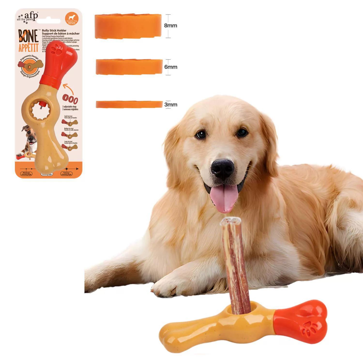 Держатель для палочек для чистки молярных зубов собаки AFP, безопасный и прочный, предотвращающий удушье, кронштейн для отверждения жевательных палочек для домашних животных