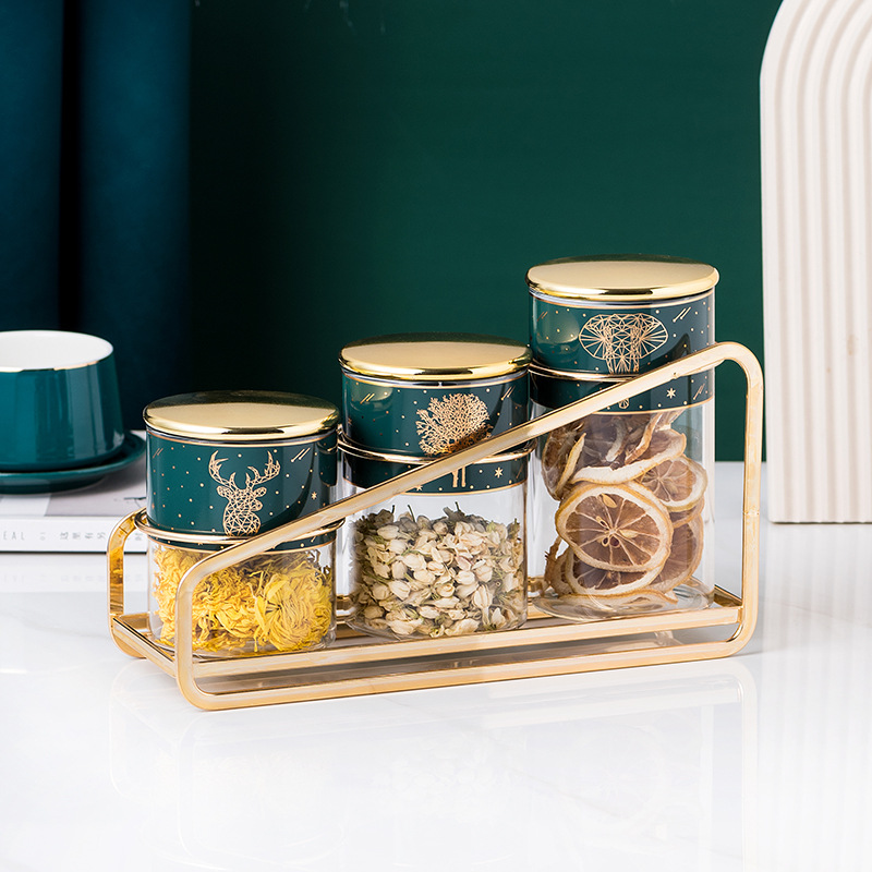 Food Storage Glass Sealed Jar Grain Storage Bottle Kitchen Storage Jar Household Tea Jar Moisture-proof Storage Jar