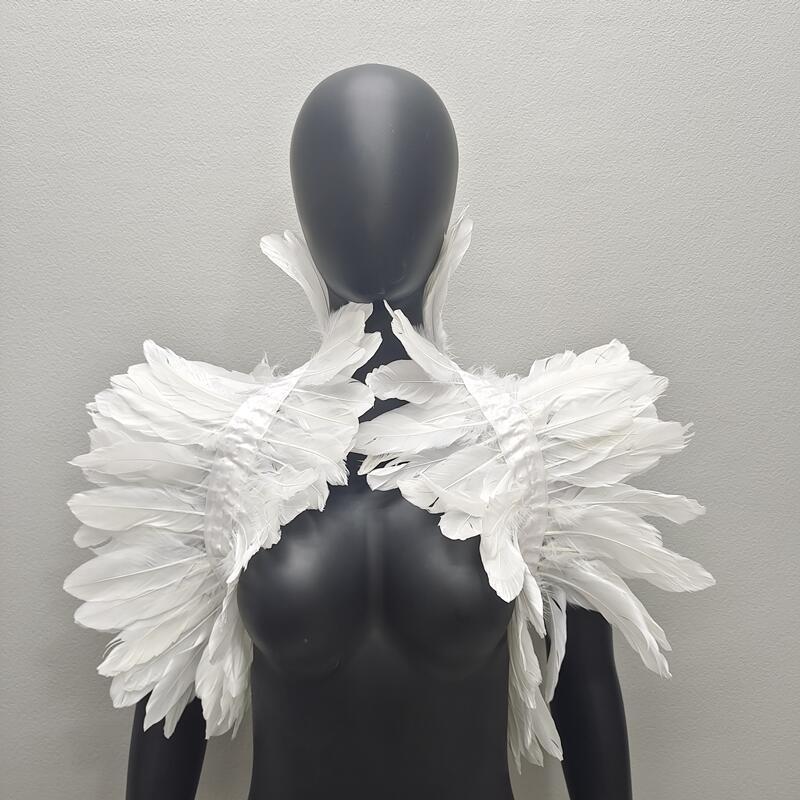 White Feather Shawl Cloak Table Show Dance Feather Vest False Collar Scarf Amazon Feather Cloak