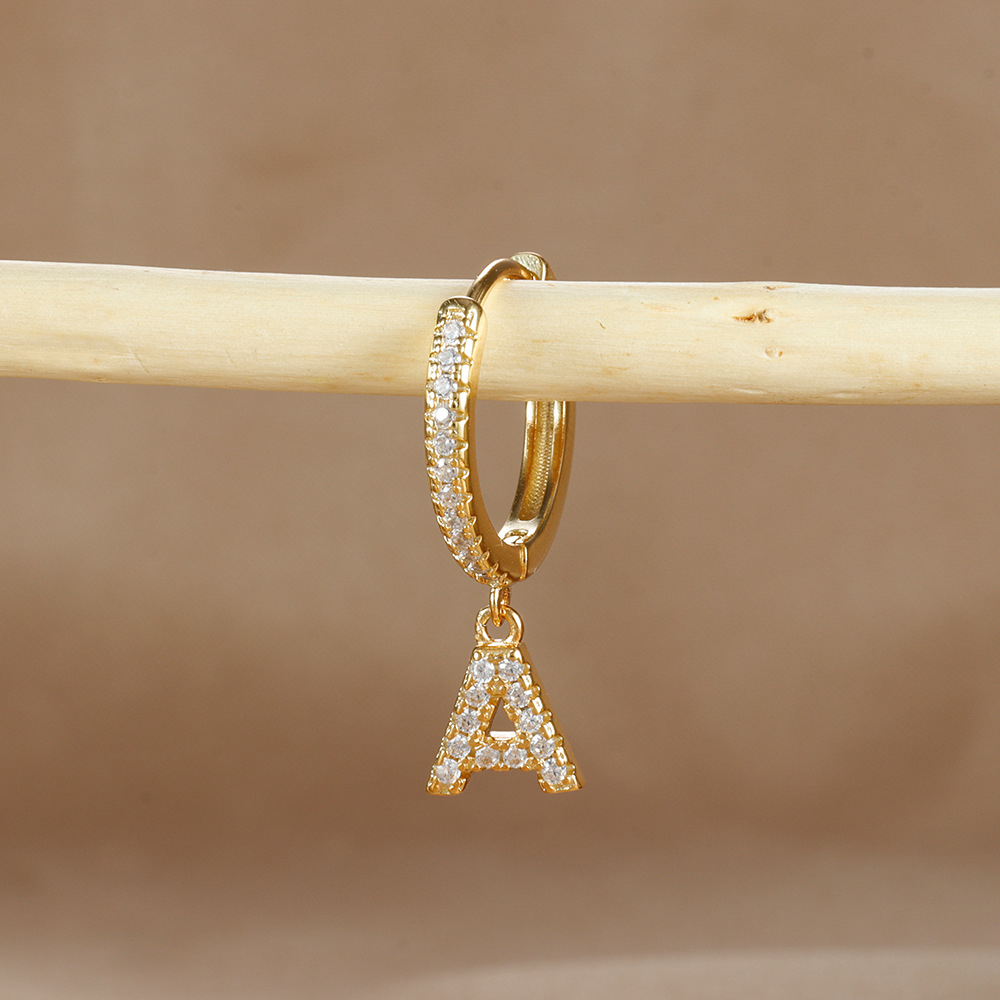 6g Weight Copper Ear Needle Material Zircon Inlay Material Charm Sleeper Hoop Earrings, Drop Earrings Classification 1 Piece Quantity Daily Occasion Copper Material Letter Pattern Unisex Gender Plating Design Casual Style 1 Piece Casual Letter Plating Copper Zircon Drop Earrings 3