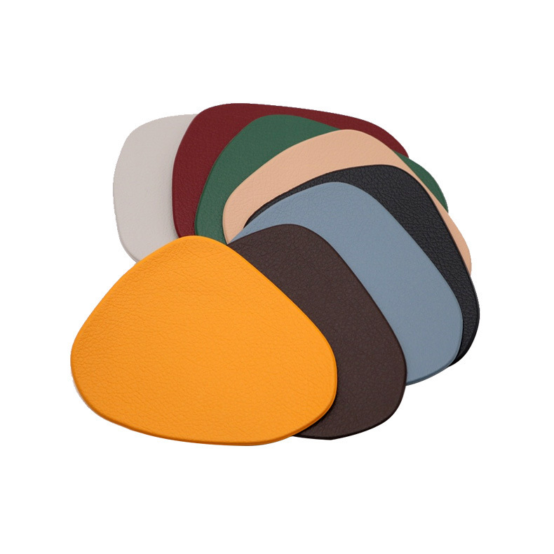 Coaster de cuero pvc aislamiento térmico antideslizante estera de comedor casa estera decorativa redonda forma de gota cuadrada se puede fijar forma