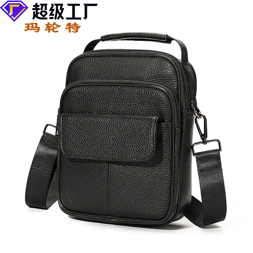 Túi đeo chéo nam da bò thật dáng đứng cao cấp, túi đeo vai phong cách casual dễ phối đồ — Cà phê cỡ nhỏ, Màu đen cỡ nhỏ, Cà phê cỡ lớn, Đen cỡ lớn