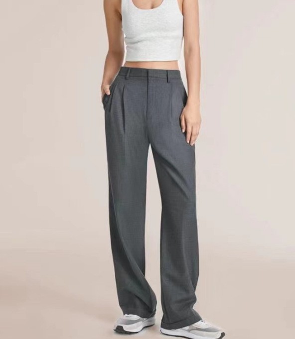 High-Waisted Wide-Leg Dress Pants For Women – Stretchy Office Trousers With Side Pockets, Flowy & Tailored_ecoleips.com