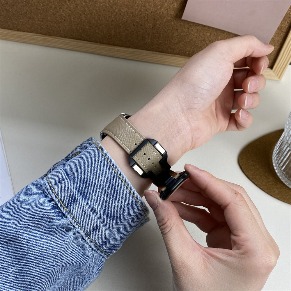 Sobib Samsungi ja Huawei moodsa stiiliga kellarihmadele, 20 mm ja 22 mm, Nautiluse magnetilise kokkupandava pandlaga nahast kellarihmadele._voghion.com