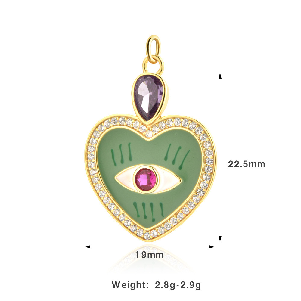 Electroplating Gold Plating Process 1 Piece 17*16mm 17*19mm 19*22.5mm 925 Sterling Silver Zircon Hand Heart Shape Eye Pendant