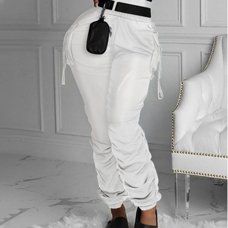 Pantalones Cargo con Cintura Alta para Mujer de Algodón para Otoño e Invierno
