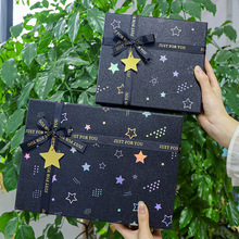 新款黑色礼盒大号天地盖蝴蝶结盒子送男生生日礼物包装盒厂家批发