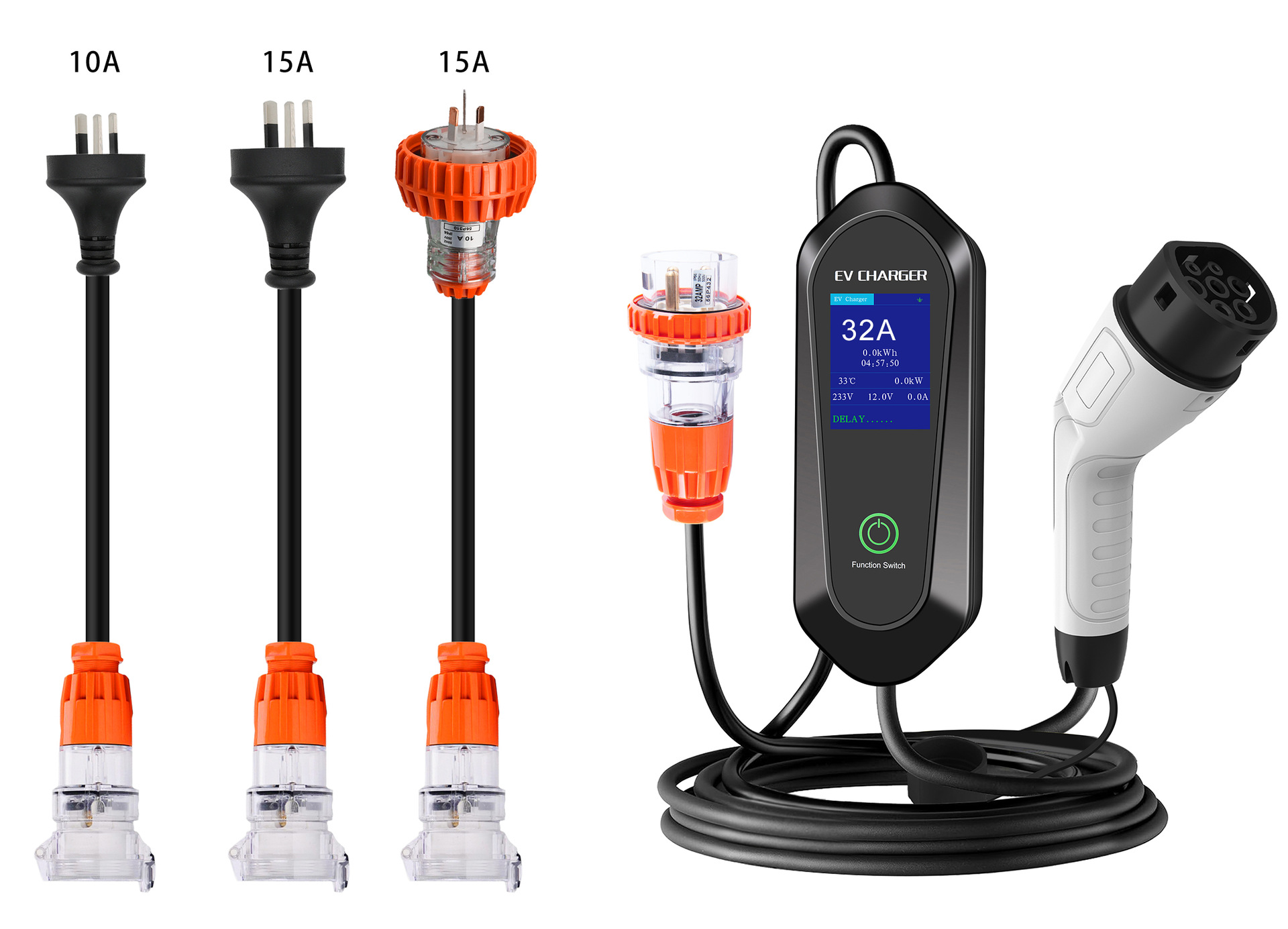 32A 7KW+ 다기능 어댑터 케이블 10A.15A