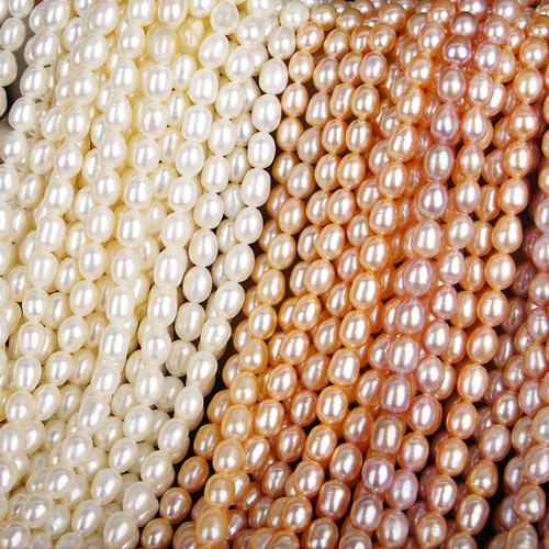Wholesale  Near-Perfect Strong Light Natural Freshwater Pearl Beads DIY Stringing Materials Rice Shape Pearl 