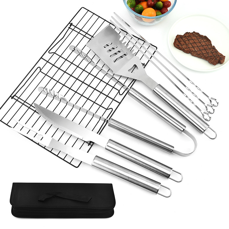 亞馬遜不鏽鋼烤具套裝燒烤組合工具 戶外家用BBQ燒烤套裝烤具套裝