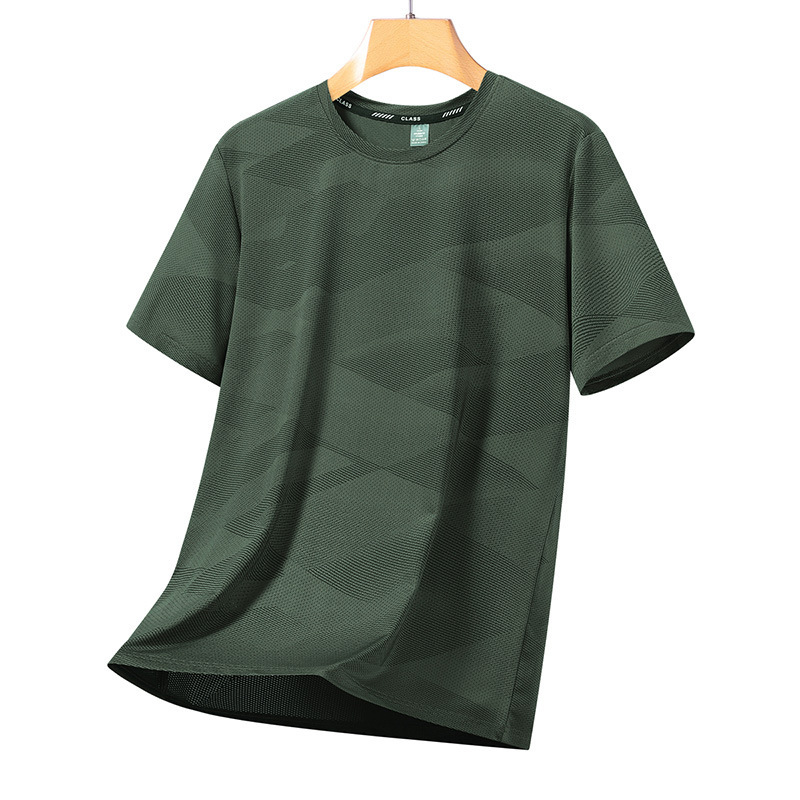 M-12Xl Plus Size Ice-Feel Short-Sleeved T-Shirt for Men, Summer Quick-Drying Round-Neck Top, Running Sports Short T-Shirt