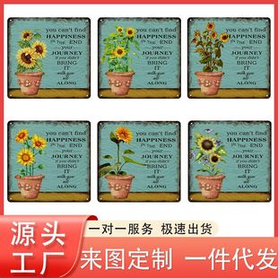 Amazon Cross-Border Retro Old Square Iron Painting Iron Wall Decoration Inspirational Sign Decorative Painting Wholesale