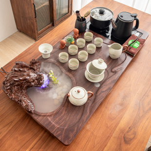Tea Set Set for Home Use, Complete Set of Kung Fu Integrated Atomized Dragon Large Tea Table, Tea Tray, Fully Automatic Bottom Water Kettle