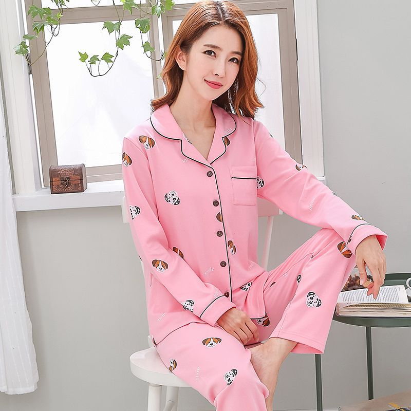 Pijamas de primavera y otoño para mujer 100% algodón de manga larga cardigan delgado para mujer talla grande ropa de confinamiento para mujer ropa para el hogar traje de invierno