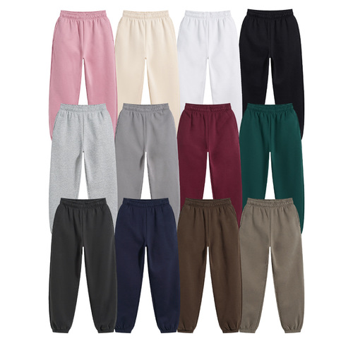 2025 Winter Fleece Lined Thick Loose Straight Leg Drawstring Men's Pants Trend Brand Unisex