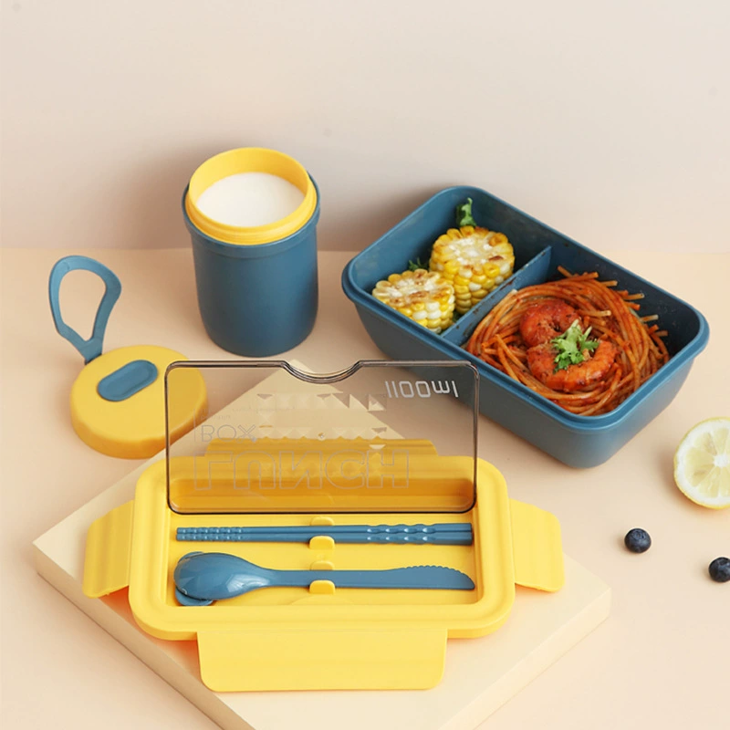 Пластиковая коробка для завтрака Японский стиль портативный герметичный микроволновка бенто коробка для взрослых студентов коробка для завтрака простой подарок