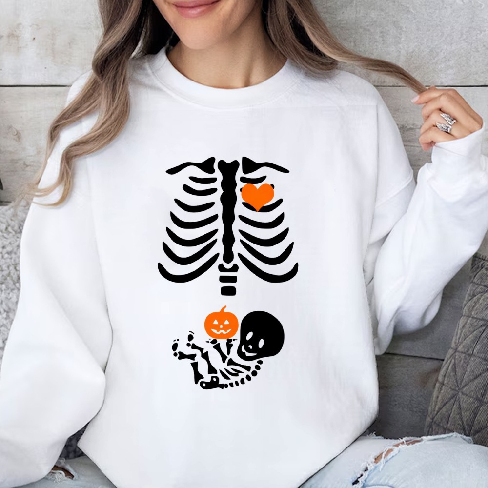 Skeleton Halloween Maternity Sweatshirt Funny Pregnancy