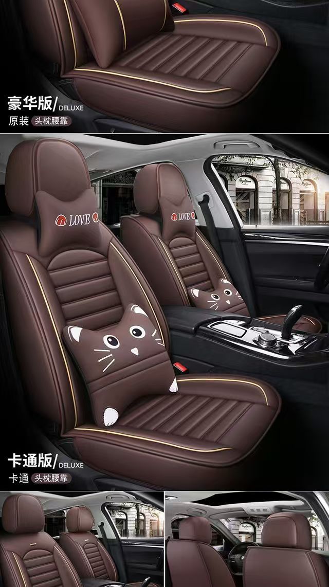 New Cross-Border Foreign Trade Full-Cover Leather Cartoon Car Seat Cushion, Full Surround Seat Cover, Universal for All Seasons, Stain-Resistant