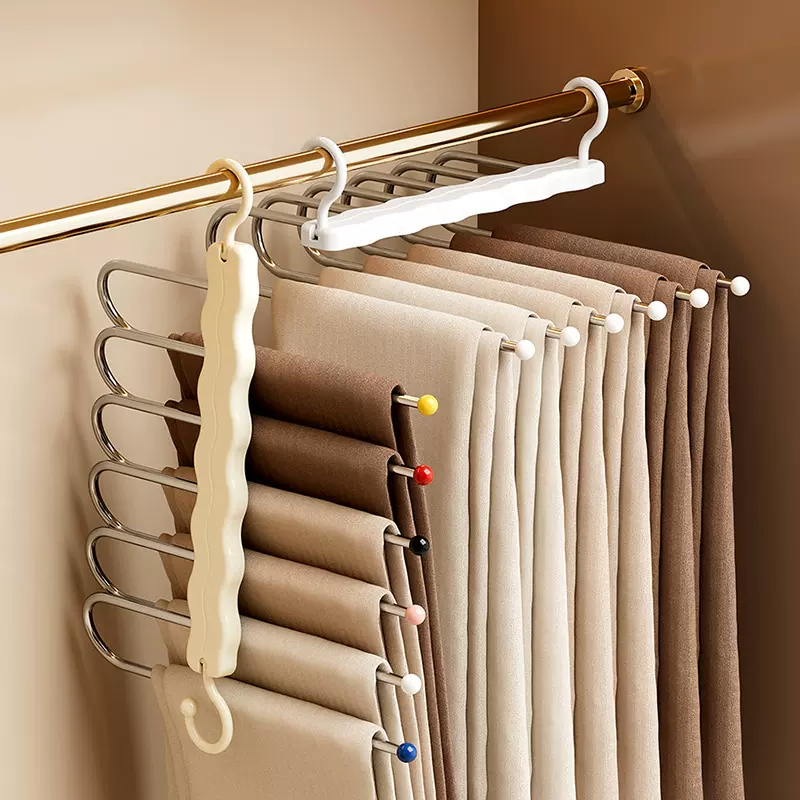 多功能折叠裤架家用简约魔术无痕裤夹衣柜收纳防滑裤子收纳挂架