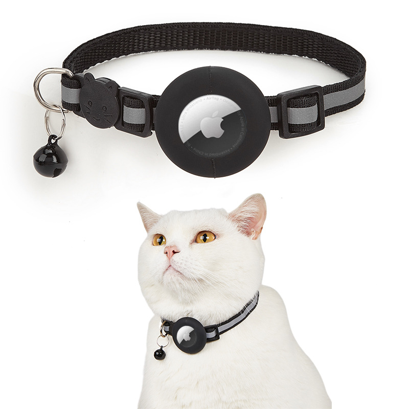 Amazon explosión Airtag collar de gato reflectante con campana hebilla de seguridad collar para mascotas collar de huella en stock