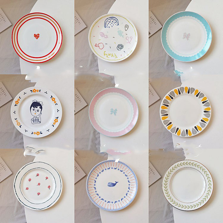 Placa de 8 pulgadas bajo vidriado vajilla hogar plato de pastelería plato de postre plato de pastel plato de fruta plato de ensalada