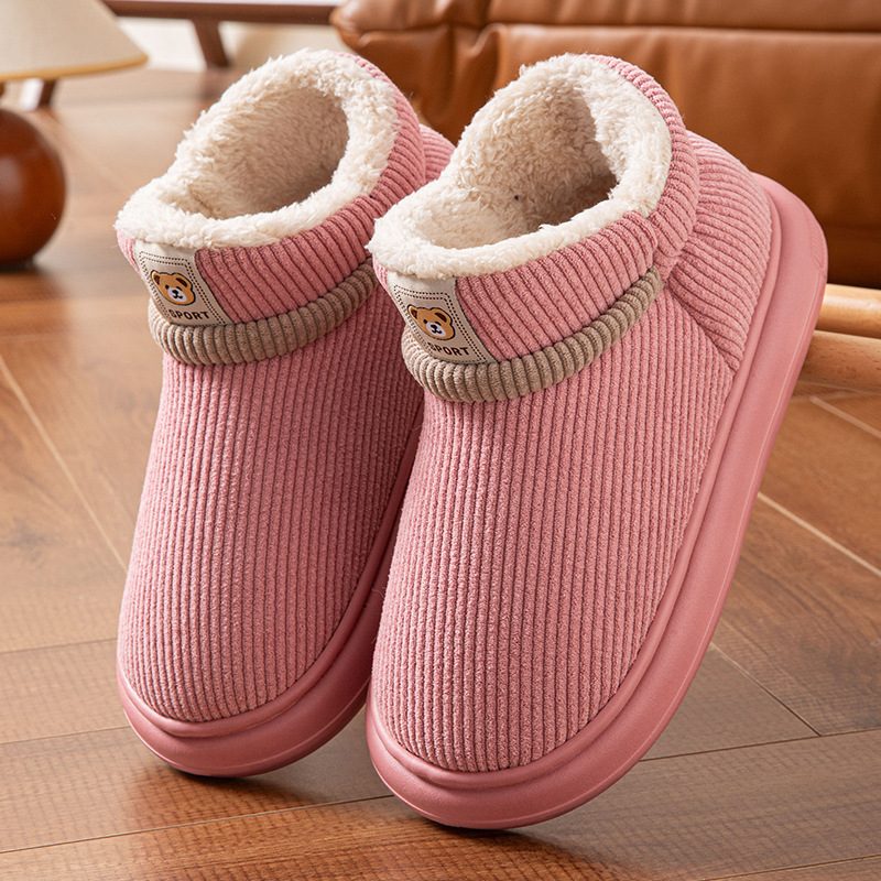 Pantuflas de Algodón de Caña Alta para Pareja de Pana y EVA Térmico para Casa para Invierno image 8