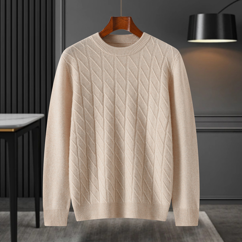 Men's cashmere sweater 100% pure goat cashmere, new autumn and winter style, loose fit, thickened, round neck, cashmere knitted base shirt Men's cashmere sweater 100% pure goat cashmere, new autumn and winter style, loose fit, thickened, round neck, cashmere knitted base shirt