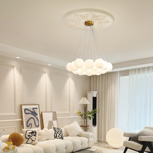 Planet Lamp Bubble Ball Chandelier French Light Luxury Living Room Bedroom Lamp Magic Bean Cloud Moon Lamp Cream Style Lighting