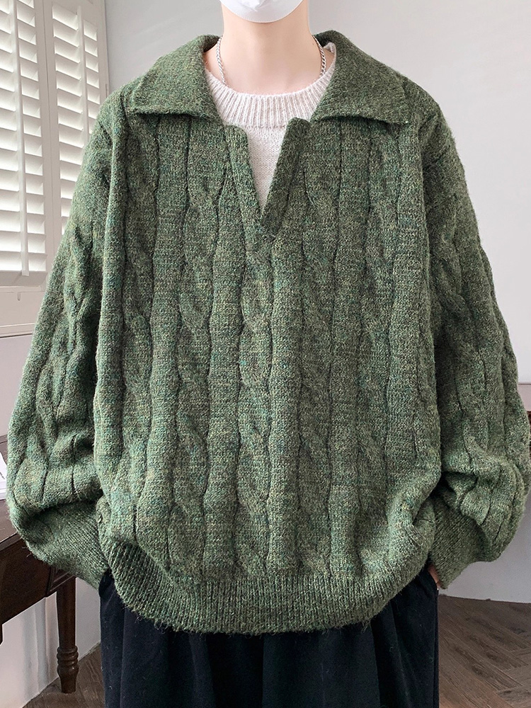 Fake Two-Piece Lapel Knitwear Old Money Style Knitwear Men's 2025 Autumn and Winter New High-End Loose Casual Knitwear