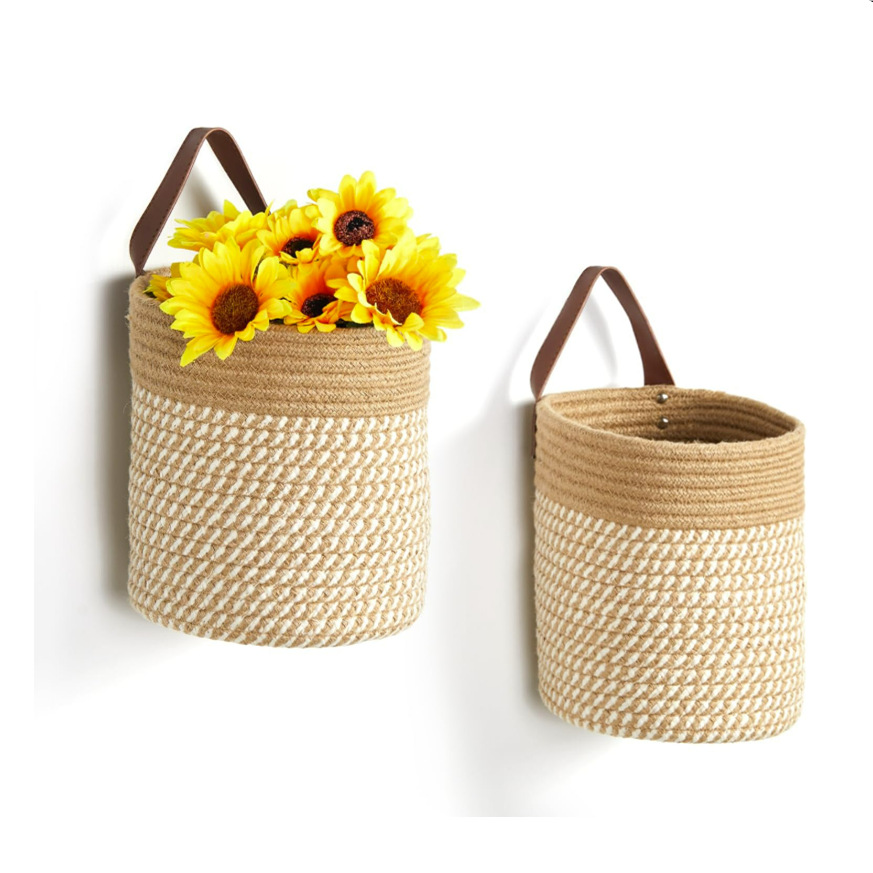 Cesta de almacenamiento de cuerda de algodón de Amazon, llave de entrada, canasta de almacenamiento de artículos diversos, maceta, canasta colgante, canasta de almacenamiento para el hogar