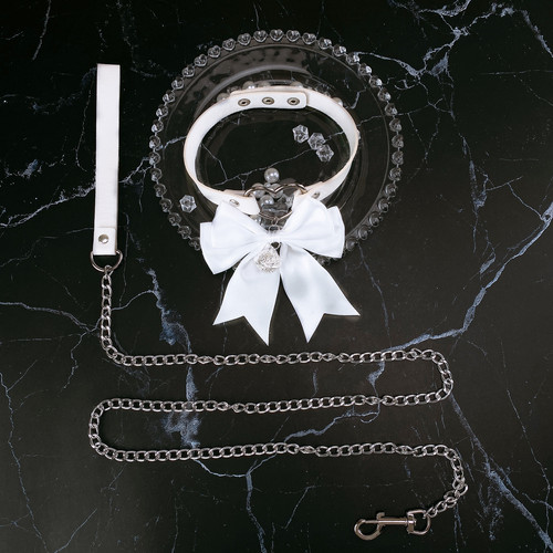 White bow bell nipple clamp metal anal plug to stimulate nipple and breast clamp big bow white traction collar