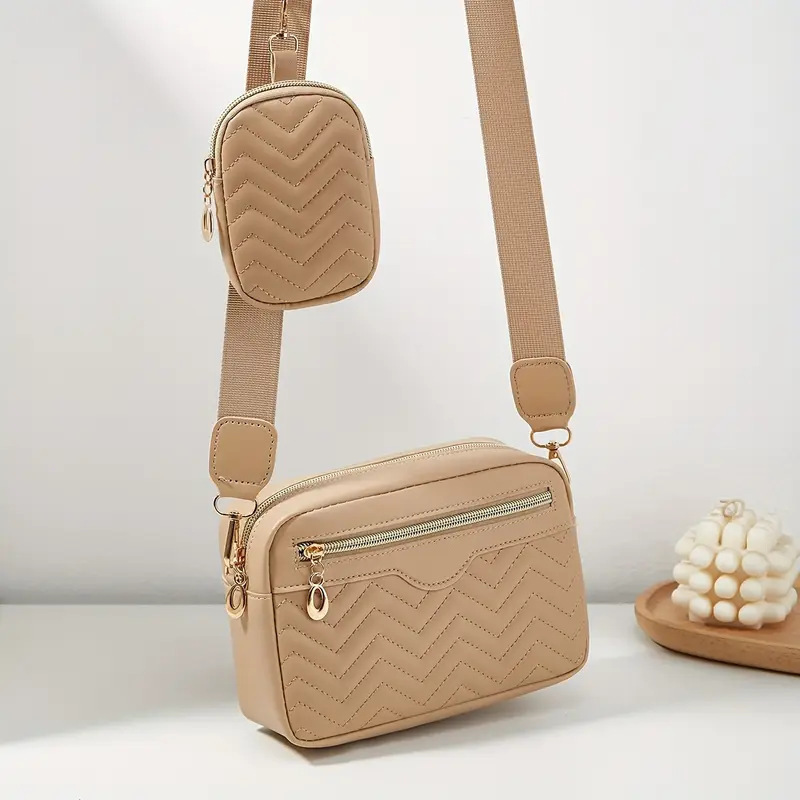 Bolso de hombro de mujer 2025, nuevo bordado ondas frente tirado bolso de cámara, bolso de teléfono móvil casual bolso de cambio comercio exterior