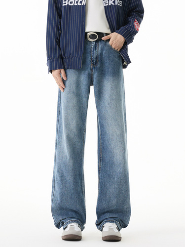 Muxi Clothing #basic style all-matching retro lengthened fashion brand cleanfit high street ready-made straight jeans for men
