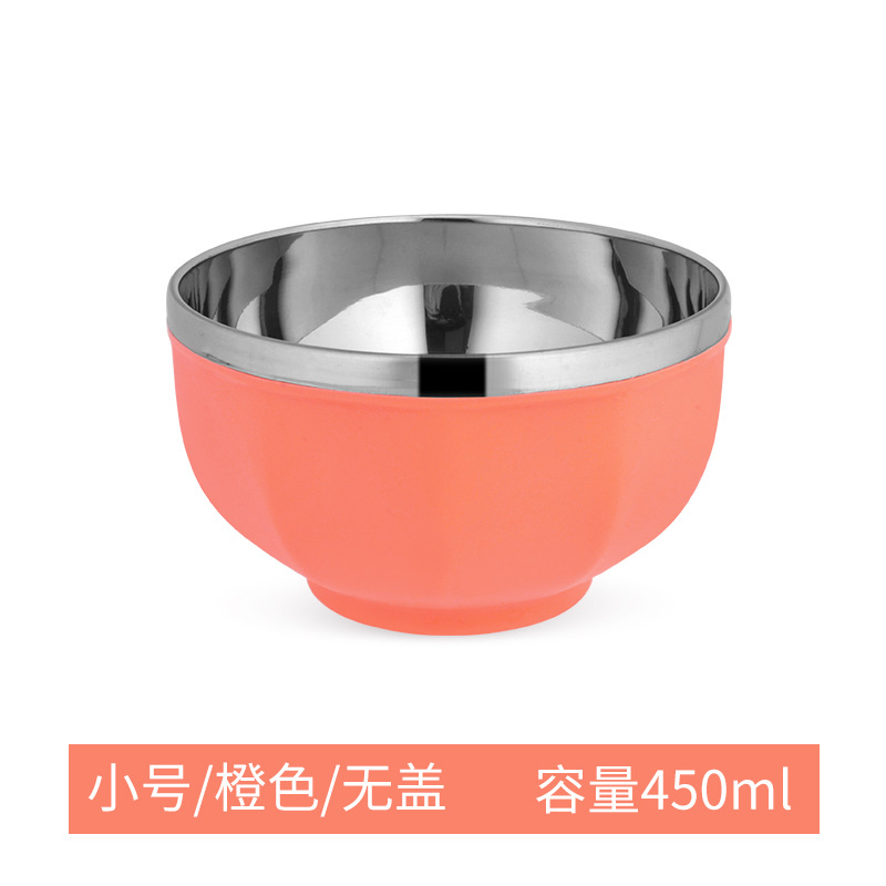 304 tazón de arroz de acero inoxidable de gran capacidad tazón de arroz kindergarten fábrica de aislamiento térmico tazón resistente a la caída de alto valor de color Estilo nórdico tazón