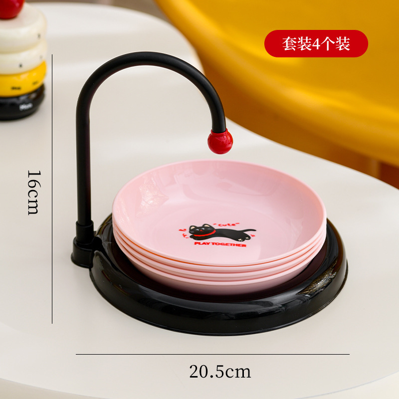 奶油风简约冰川纹家用吐骨碟套装餐桌垃圾收纳盘底座网红透明小盘|undefined
