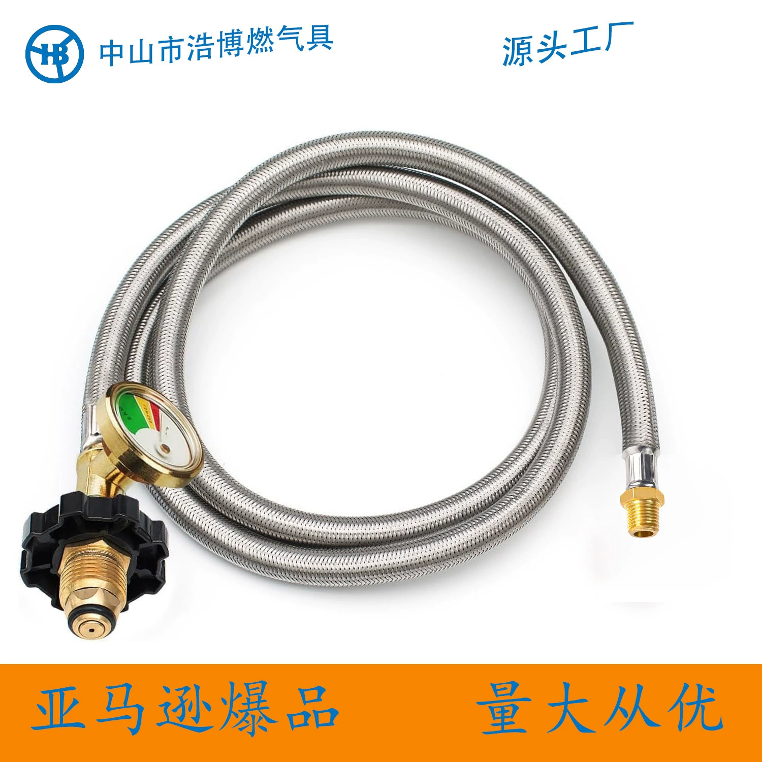 Североамериканская пропановая газовая Соединительная труба с оплеткой из нержавеющей стали портативная печь POL-1/4NPT Металл tube-6FT