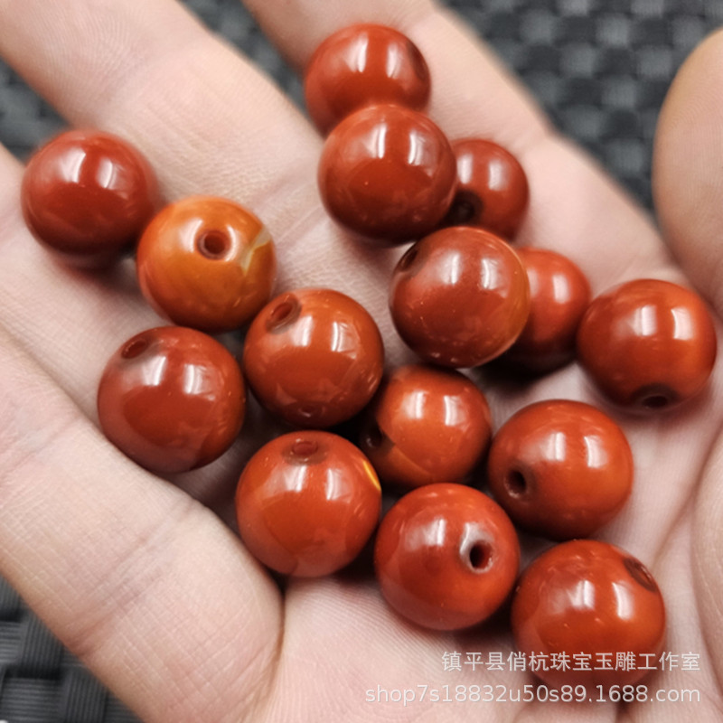 Warring States Red Agate Round Beads Jade Loose Beads Persimmon Red Orange Red Agate Bracelet Necklace Jewelry Accessories Beads
