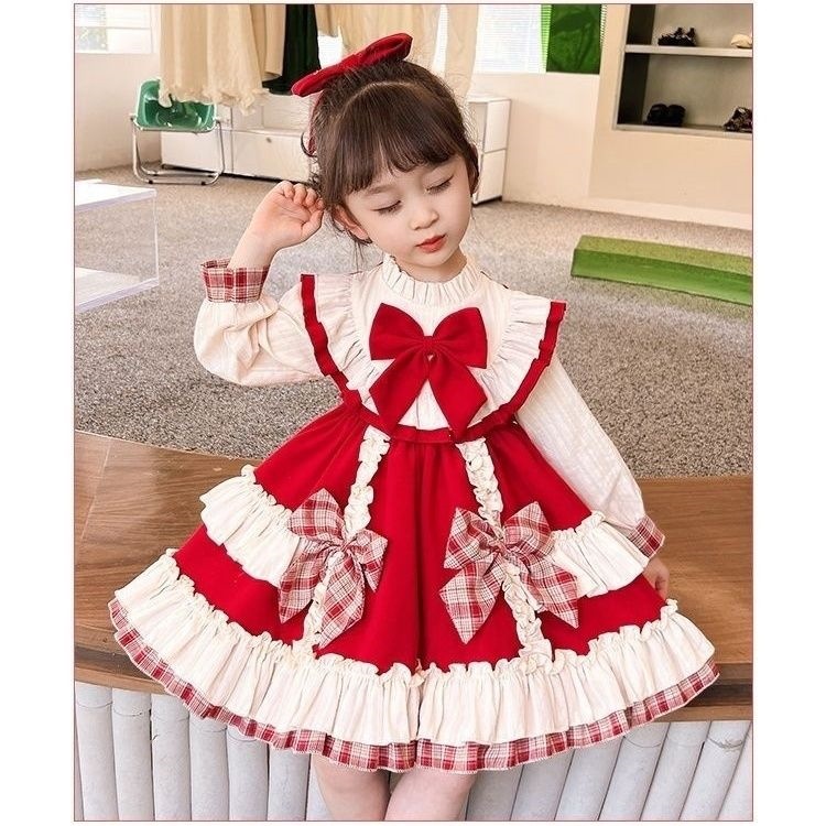 New New Year's Greeting Lolita Princess Dress for Girls, Spring and Autumn Style, Stylish Baby Dress, Little Girl's Korean Style Formal Dress