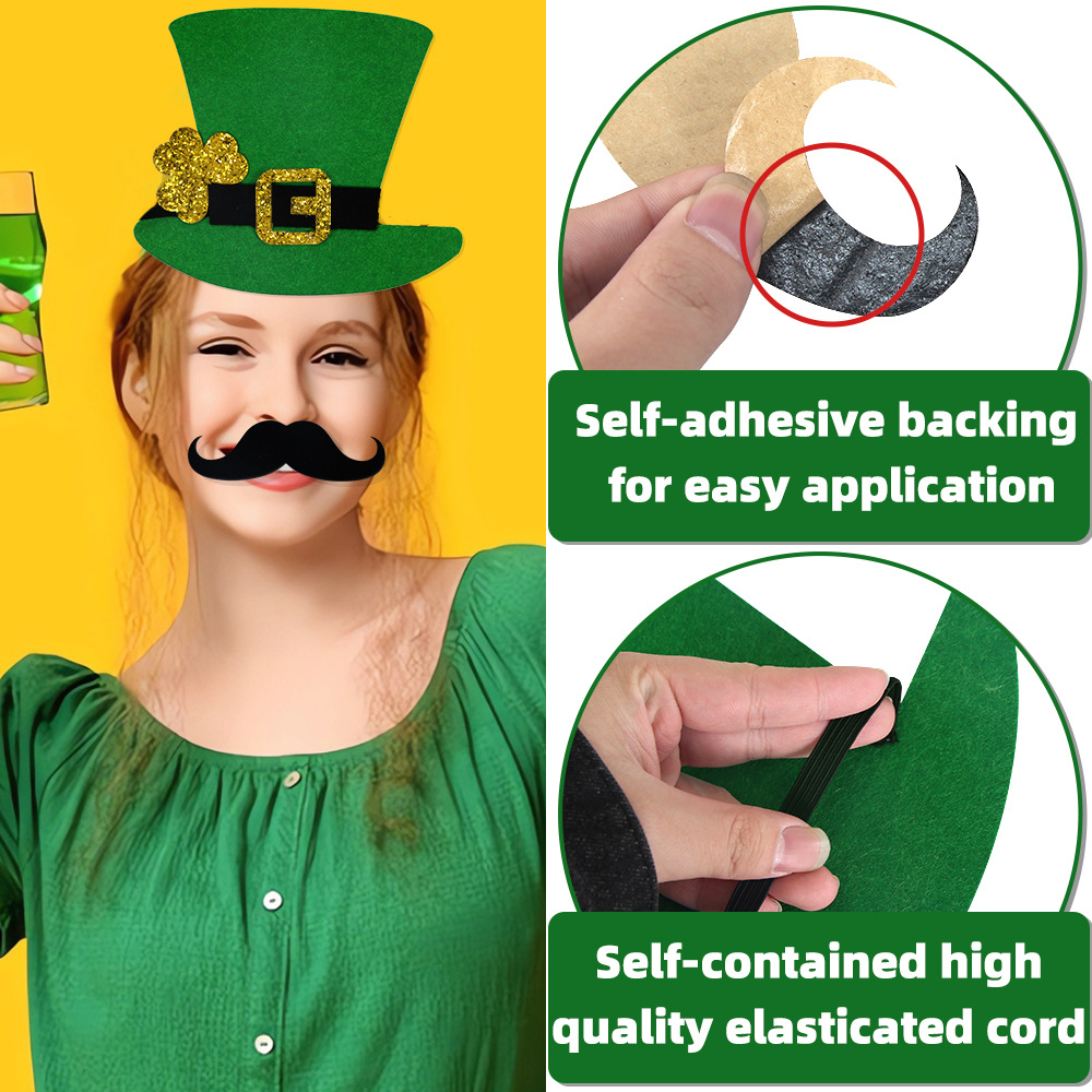 Irlanda Día nacional sombrero de copa verde barba decoración San Patricio cos vestido sombrero barba traje